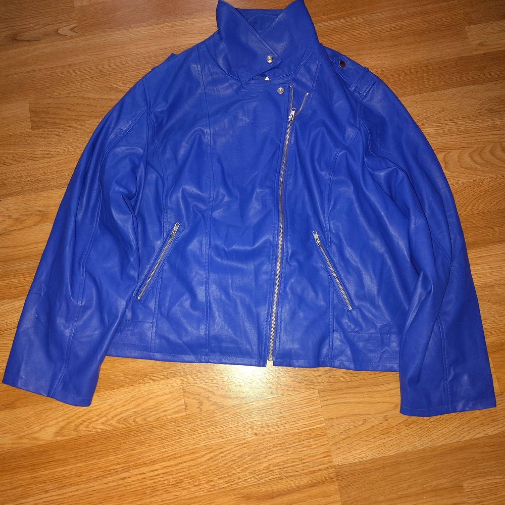 Vibrant Blue Leather Jacket